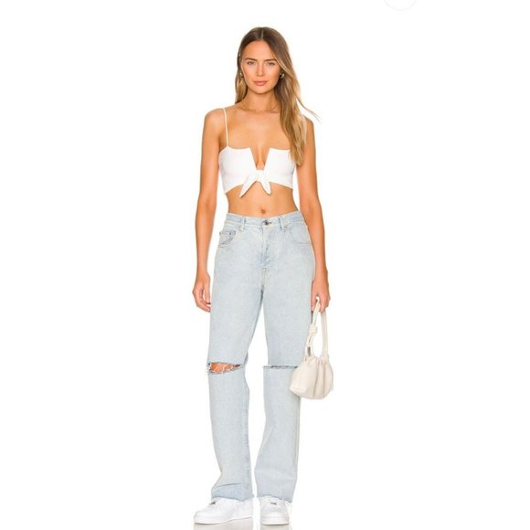superdown Estelle Knot Crop Top in White Size Small - Picture 4 of 9
